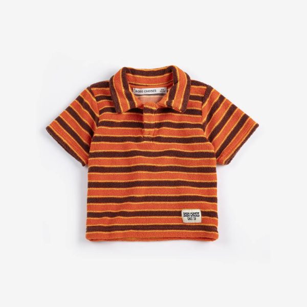Striped brick terry cloth polo