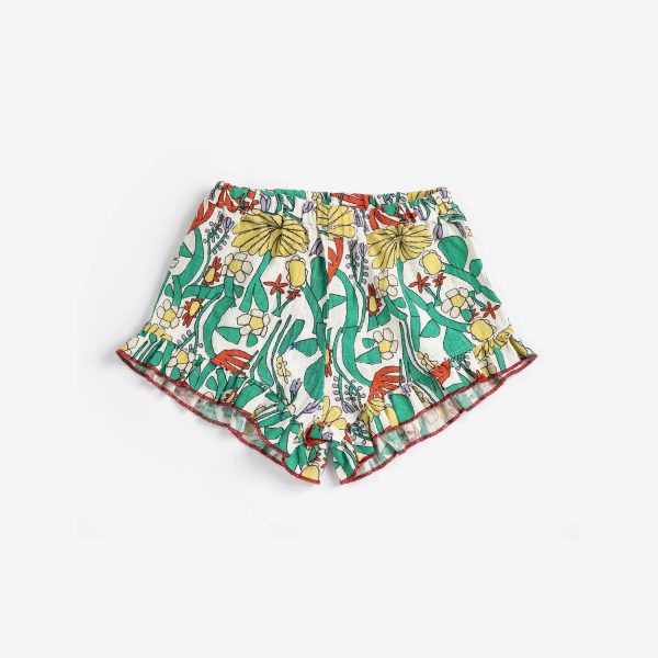 Color Herbalist all over ruffled shorts