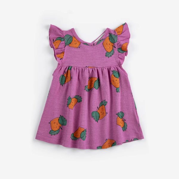 Tangerine all over ruffled dress