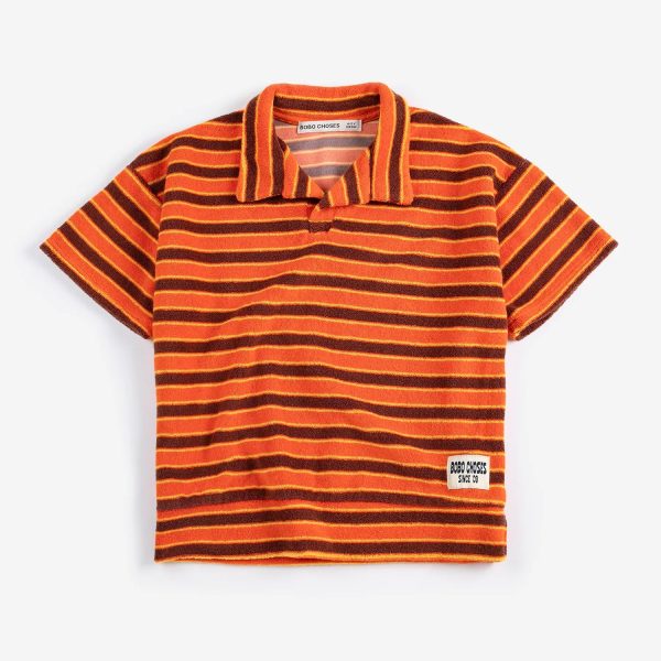 Striped Brick terry cloth polo