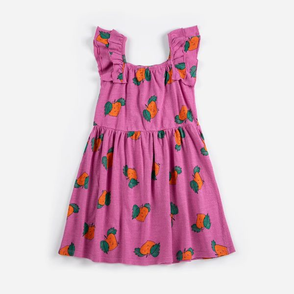 Tangerine all over ruffled dress