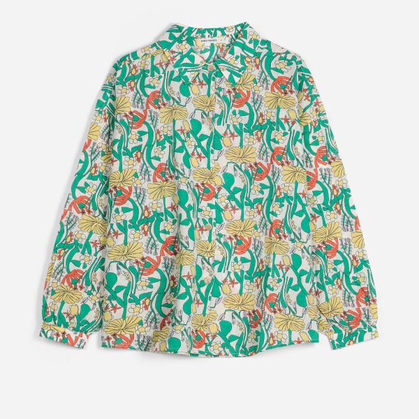 Color herbalist pattern collar shirt