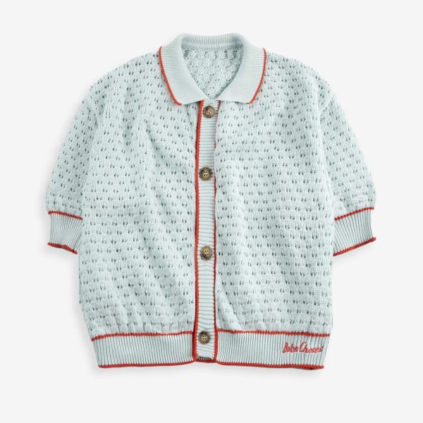 Openwork knitted cotton cardigan