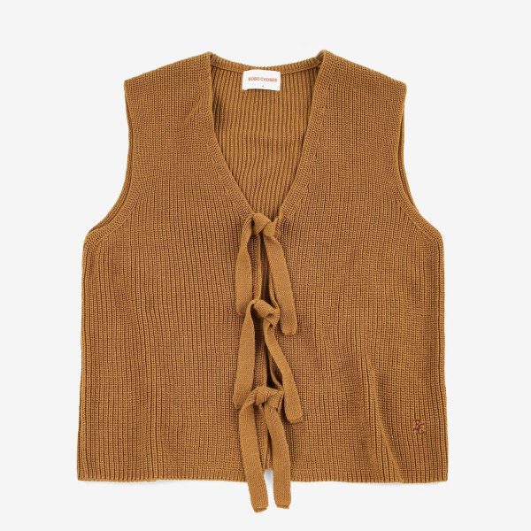 Openwork knitted cotton vest