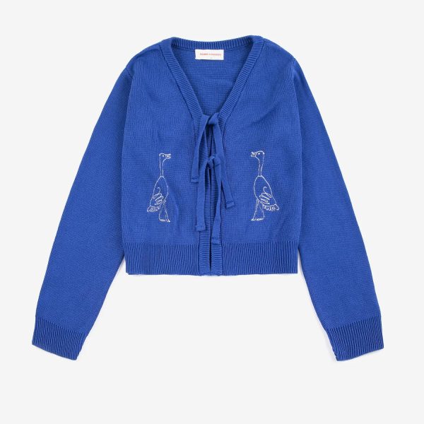 Summer trip bird cotton cropped cardigan