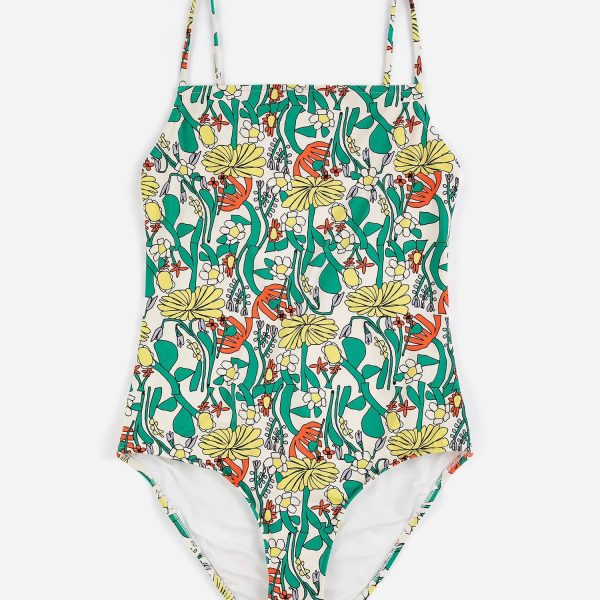 Color herbalist pattern recycled swimsuit