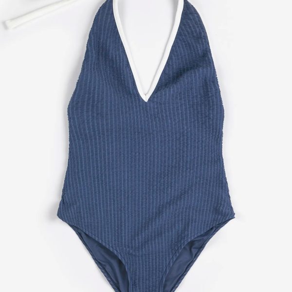 Cut-out seersuker swimsuit