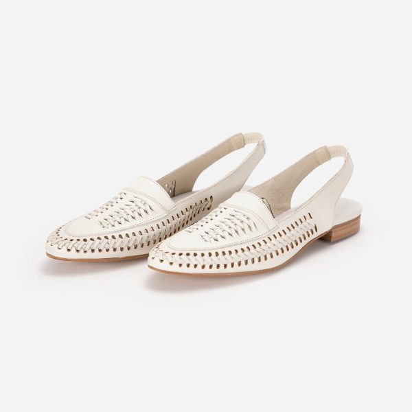 Braided leather slingback flat shoes