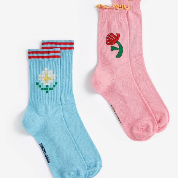 Pixel Daisy cotton pack short socks
