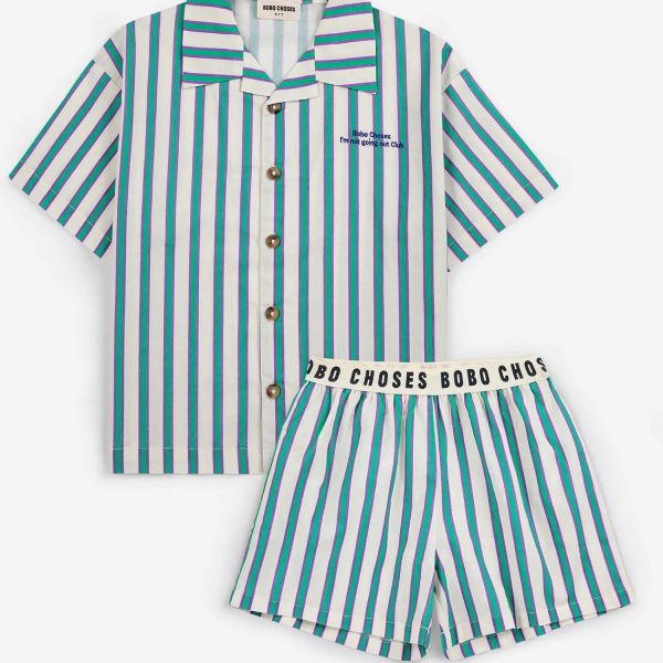 Green Stripes loungewear woven set